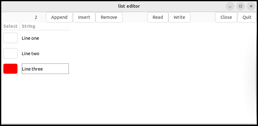 List editor
