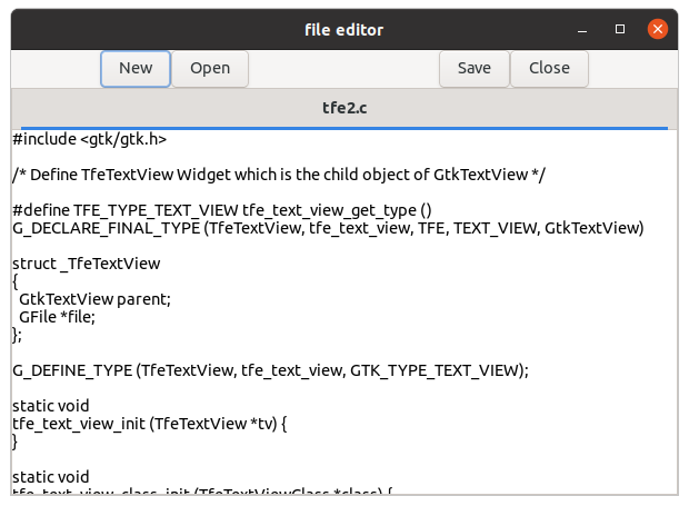 Screenshot of the file editor